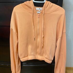 Mango color cropped hoodie